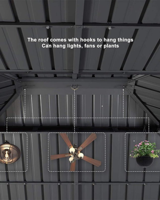 [10X13FT] Alora Large Premium Outdoor Hardtop Aluminum Gazebo With Galvanized Steel Double Roof