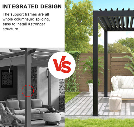 [10X19FT] Alora Modern Durable All-Weather Outdoor Pergola With Aluminum Frame And Steel Louvers