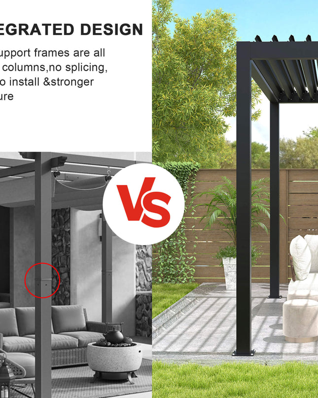 [10X19FT] Alora Modern Durable All-Weather Outdoor Pergola With Aluminum Frame And Steel Louvers