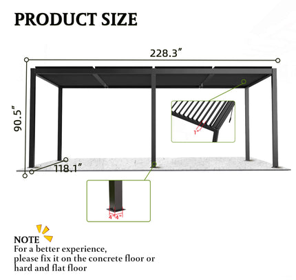 [10X19FT] Alora Modern Durable All-Weather Outdoor Pergola With Aluminum Frame And Steel Louvers