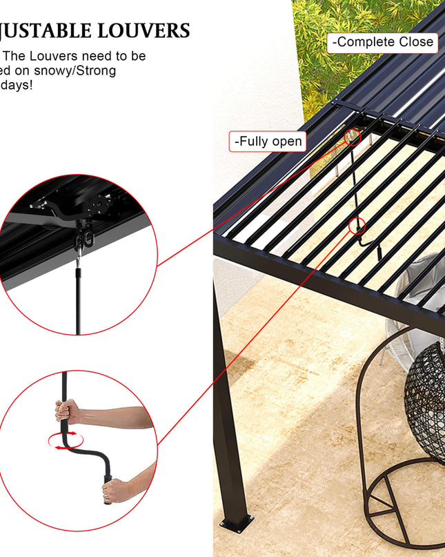 [10X19FT] Alora Modern Durable All-Weather Outdoor Pergola With Aluminum Frame And Steel Louvers