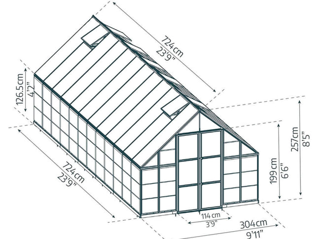 [10X24FT] Premium Heavy-Duty Polycarbonate Walk-In Greenhouse W/ Aluminum Frame & Built-In Gutter System (SAK58472)