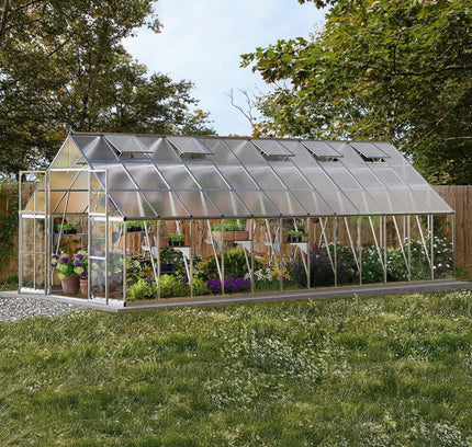 [10X24FT] Premium Heavy-Duty Polycarbonate Walk-In Greenhouse W/ Aluminum Frame & Built-In Gutter System (SAK58472)