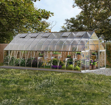 [10X24FT] Premium Heavy-Duty Polycarbonate Walk-In Greenhouse W/ Aluminum Frame & Built-In Gutter System (SAK58472)