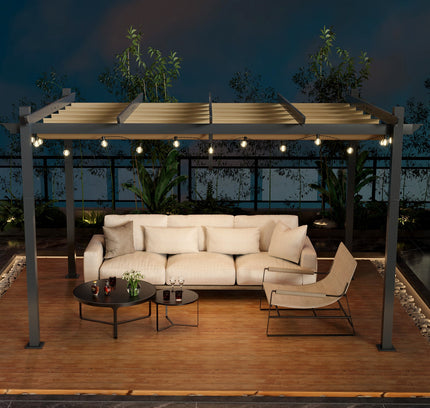 10x13 Feet Outdoor Aluminum Retractable Pergola Canopy