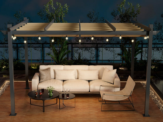 10x13 Feet Outdoor Aluminum Retractable Pergola Canopy