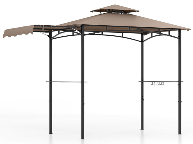 11x5 Ft Grill Gazebo with Side Awning and Double-Tiered Top