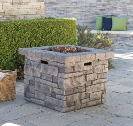 Outdoor Square Propane Fire Pit Table | Gray | 40,000 BTU