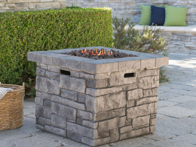 Outdoor Square Propane Fire Pit Table | Gray | 40,000 BTU