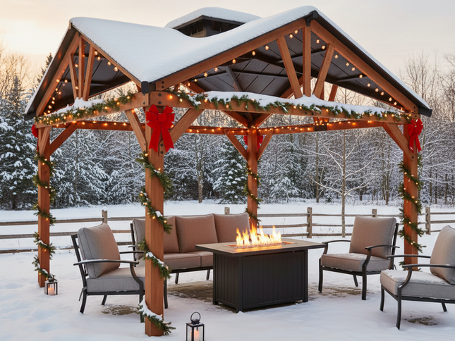 12x12FT Alora Cedar Wood Hardtop Gazebo with Galvanized Steel Roof