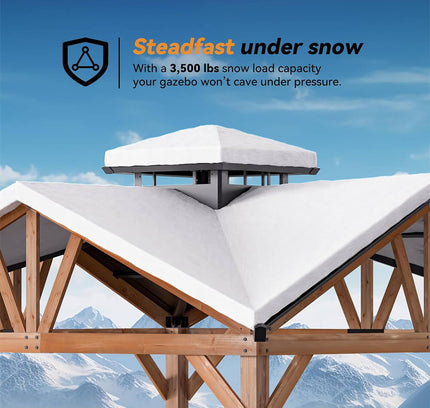 [12X12FT] Alora Premium Outdoor Cedar Wood Hardtop Gazebo With Galvanized Steel Roof