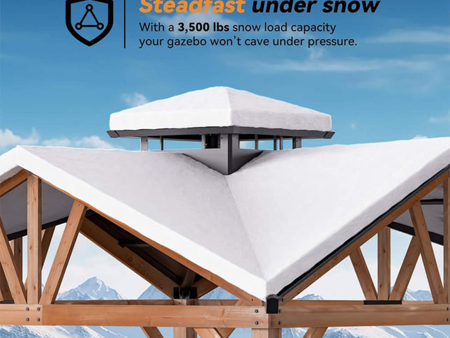 [12X12FT] Premium Outdoor Cedar Wood Hardtop Gazebo With Galvanized Steel Roof (SAK31864)