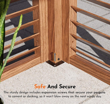 12X12FT Alora Premium Outdoor Wood Grain Louvered Pergola With Integrated Drainage (SAK74256)