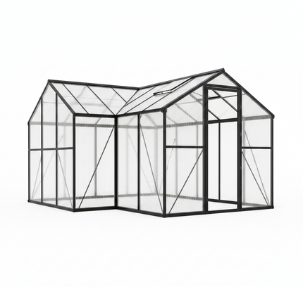 12x12 FT Premium T-Shape Polycarbonate Greenhouse, UV Protection