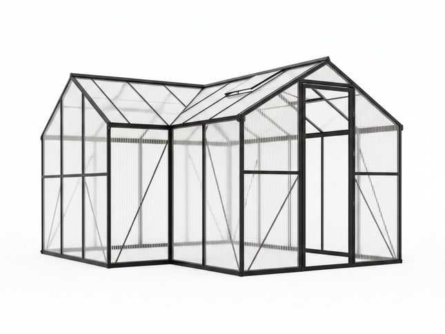 12x12 FT Premium T-Shape Polycarbonate Greenhouse, UV Protection