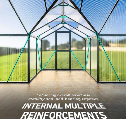 [12X12FT] Premium T-Shape Polycarbonate Greenhouse With UV Protection And Aluminum Frame (SAK27460)