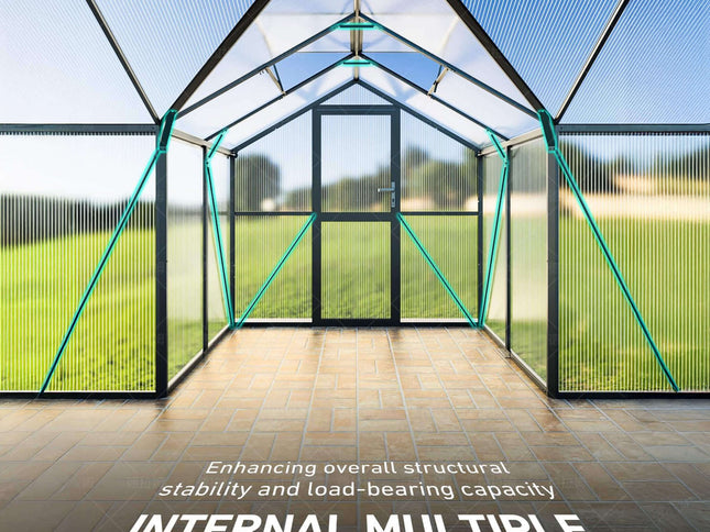 [12X12FT] Premium T-Shape Polycarbonate Greenhouse With UV Protection And Aluminum Frame (SAK27460)