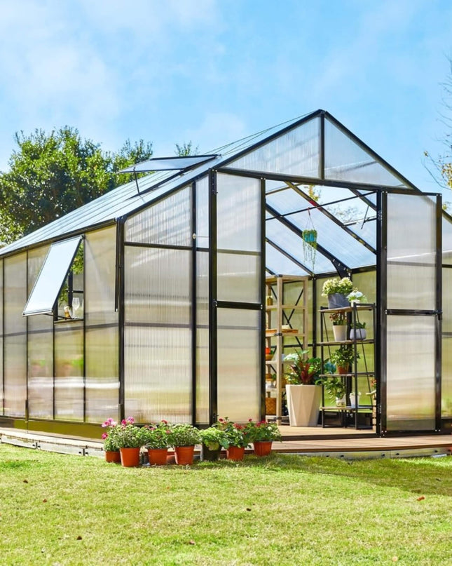 [12X13.5FT] Premium Extra Large Outdoor Aluminum Poylcarbonate Greenhouse With Quick Connect Fitting