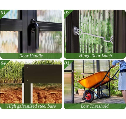 [12X13.5FT] Premium Extra Large Outdoor Aluminum Poylcarbonate Greenhouse With Quick Connect Fitting