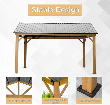 [12X14FT] Alora Hardtop All-Weather Outdoor Gazebo With Galvanized Steel Roof
