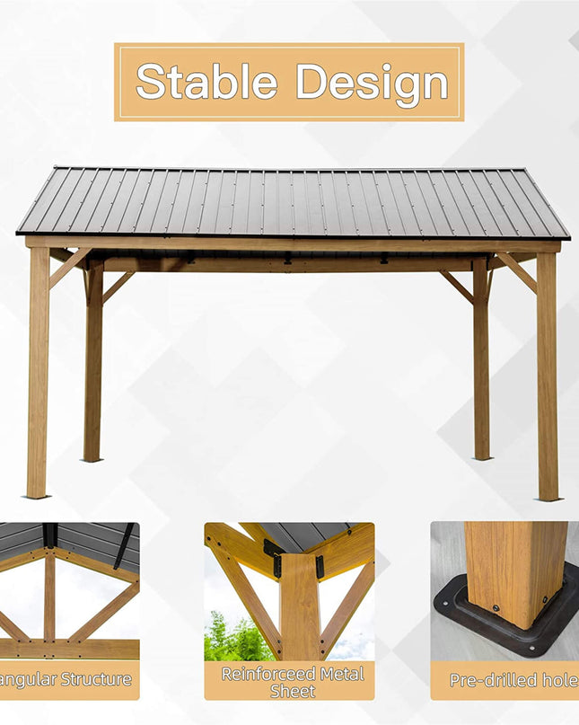 [12X14FT] Alora Hardtop All-Weather Outdoor Gazebo With Galvanized Steel Roof