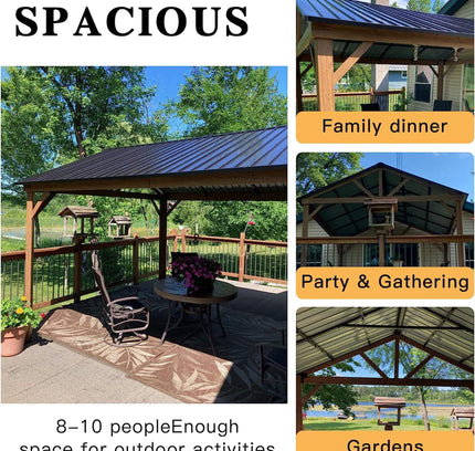 [12X14FT] Alora Hardtop All-Weather Outdoor Gazebo With Galvanized Steel Roof