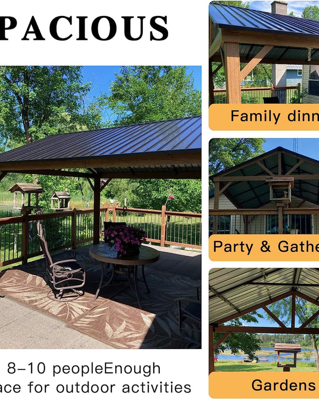 [12X14FT] Alora Hardtop All-Weather Outdoor Gazebo With Galvanized Steel Roof