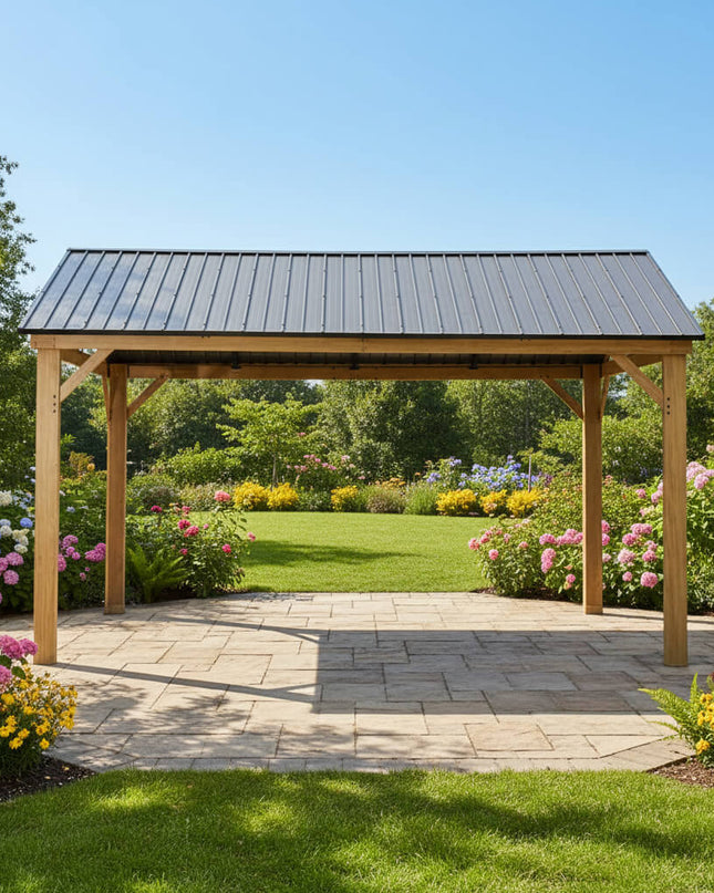 [12X14FT] Alora Hardtop All-Weather Outdoor Gazebo With Galvanized Steel Roof