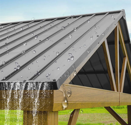 [12X14FT] Alora Hardtop All-Weather Outdoor Gazebo With Galvanized Steel Roof