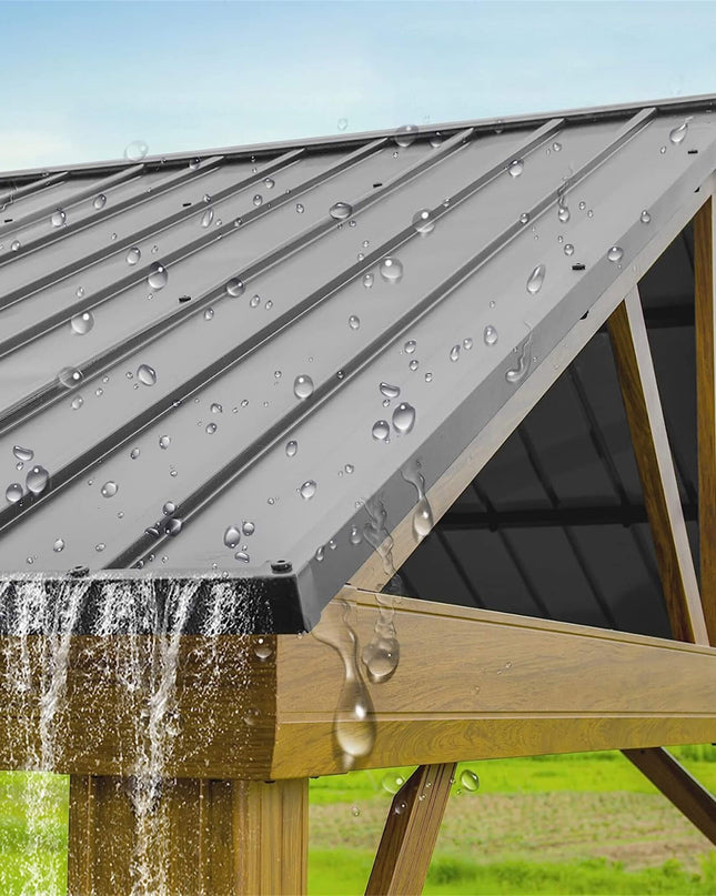 [12X14FT] Alora Hardtop All-Weather Outdoor Gazebo With Galvanized Steel Roof