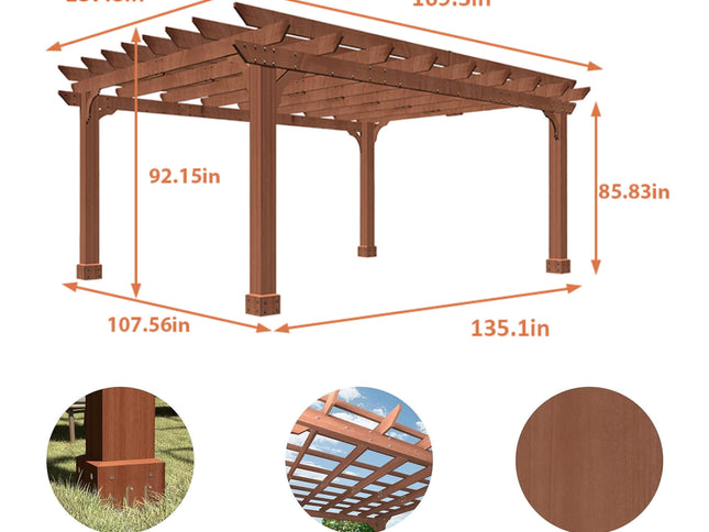 Alora Outdoor Cedar Wood Patio Pergola With Slatted Trellis Roof (SAK92150)