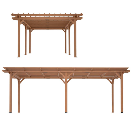 [12X16FT] Alora Extra Large Outdoor Wooden Waterproof Grape Gazebo, Brown