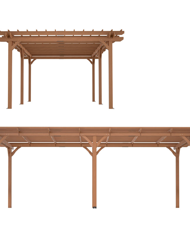 [12X16FT] Alora Extra Large Outdoor Wooden Waterproof Grape Gazebo, Brown