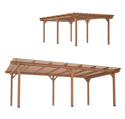 [12X16FT] Alora Extra Large Outdoor Wooden Waterproof Grape Gazebo, Brown