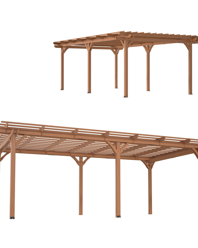 [12X16FT] Alora Extra Large Outdoor Wooden Waterproof Grape Gazebo, Brown