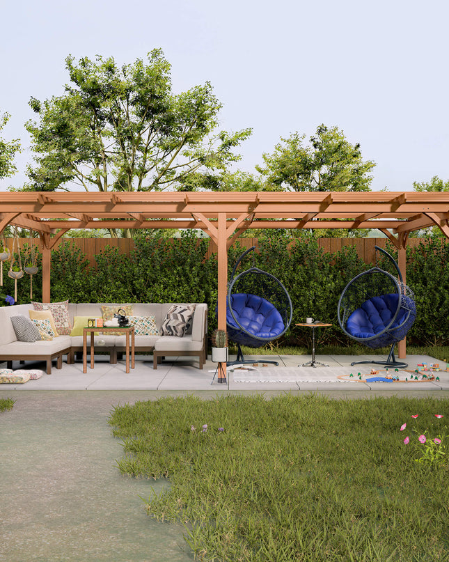 [12X16FT] Alora Extra Large Outdoor Wooden Waterproof Grape Gazebo, Brown