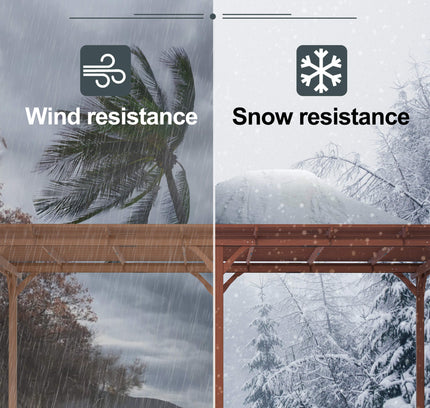 [12X16FT] Alora Extra Large Outdoor Wooden Waterproof Grape Gazebo, Brown