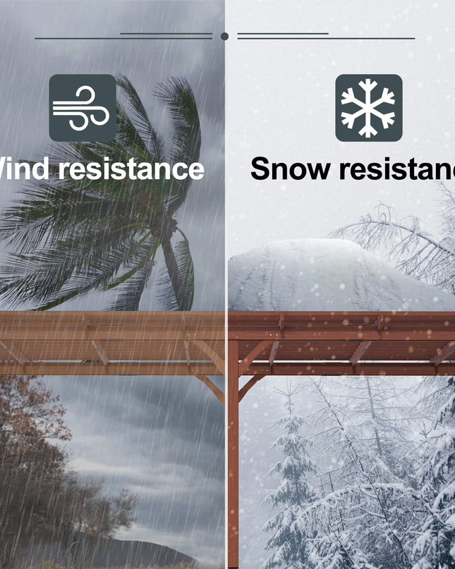 [12X16FT] Alora Extra Large Outdoor Wooden Waterproof Grape Gazebo, Brown