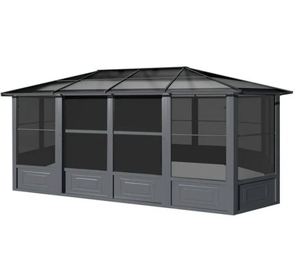 [12x18FT] Alora Large Luxury Outdoor All-Season Aluminum Solarium Sunroom With Polycarbonate Hardtop And Sliding Doors (SAK35948)