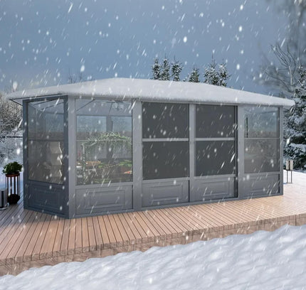 [12x18FT] Alora Large Luxury Outdoor All-Season Aluminum Solarium Sunroom With Polycarbonate Hardtop And Sliding Doors (SAK35948)