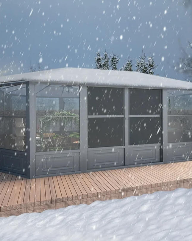 [12x18FT] Alora Large Luxury Outdoor All-Season Aluminum Solarium Sunroom With Polycarbonate Hardtop And Sliding Doors (SAK35948)