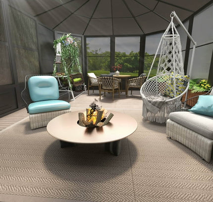 [12x18FT] Alora Large Luxury Outdoor All-Season Aluminum Solarium Sunroom With Polycarbonate Hardtop And Sliding Doors (SAK35948)