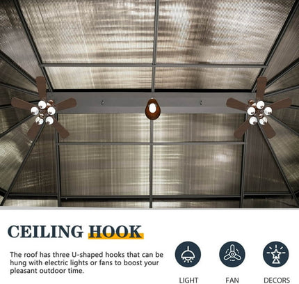 [12x18FT] Alora Large Luxury Outdoor All-Season Aluminum Solarium Sunroom With Polycarbonate Hardtop And Sliding Doors (SAK35948)