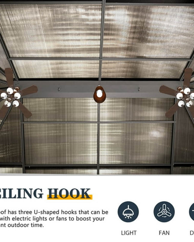 [12x18FT] Alora Large Luxury Outdoor All-Season Aluminum Solarium Sunroom With Polycarbonate Hardtop And Sliding Doors (SAK35948)