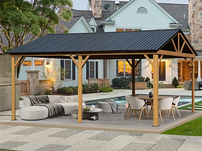 12X20FT Alora Premium Outdoor Double-Layer Galvanized Steel Hardtop Gazebo For Patio (SAK46095)