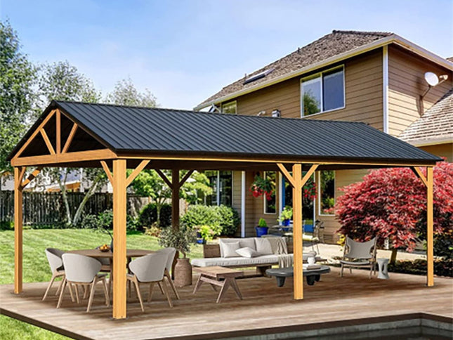 12X20FT Alora Premium Outdoor Double-Layer Galvanized Steel Hardtop Gazebo For Patio (SAK46095)