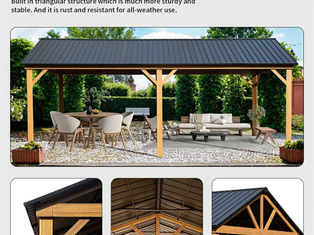 12X20FT Alora Premium Outdoor Double-Layer Galvanized Steel Hardtop Gazebo For Patio (SAK46095)
