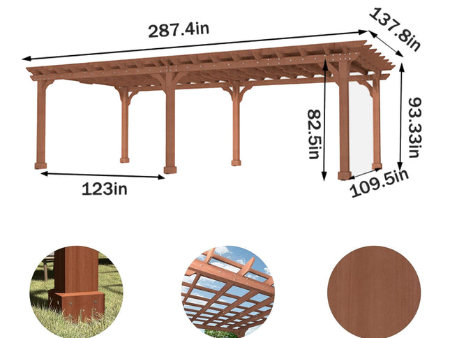 Alora Outdoor Cedar Wood Patio Pergola With Slatted Trellis Roof (SAK92150)