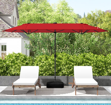 13 Ft Double-sided Patio Umbrella with Solar Lights for Garden Pool Backyard