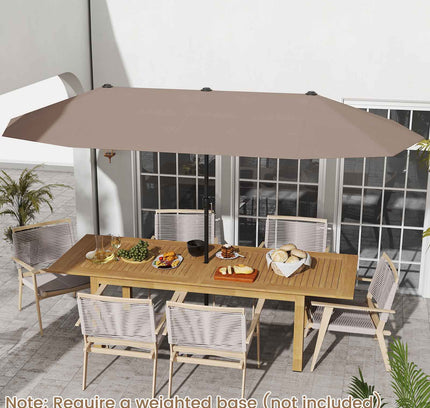 13 Ft Large Patio Umbrella Double-Sided Market Umbrella w/ Crank Handle-Beige